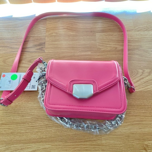 Zara Bags Nwt Zara Crossbody Bag With Metal Trim In Fuchsia Barbie